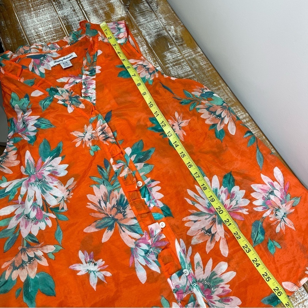 Tommy Bahama Joyful Bloom Cotton & Silk Top Size M - Picture 12 of 14